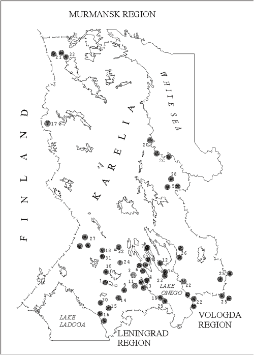 Karelia sites locations